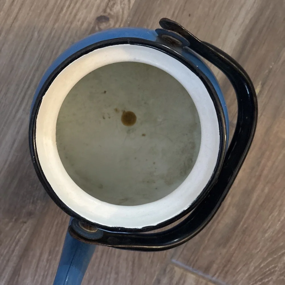 Vintage 1960's Robin egg Blue enamelware Small Teapot Made In Poland- No Lid